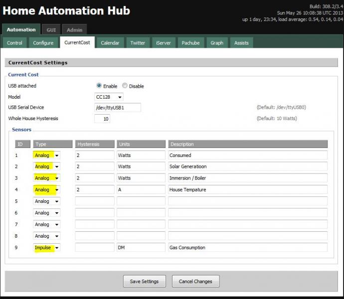 Configure for impulse on sensor 9