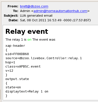 Relay event on email message